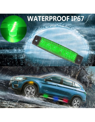 10 Luces de Tira LED Verde FZSSHYG para Vehículos 12V IP67