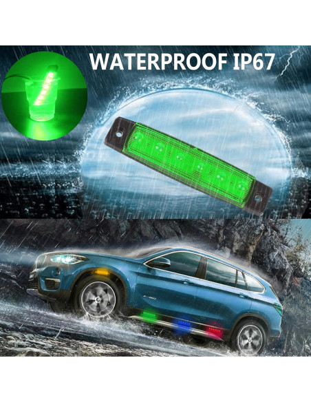 10 Luces de Tira LED Verde FZSSHYG para Vehículos 12V IP67