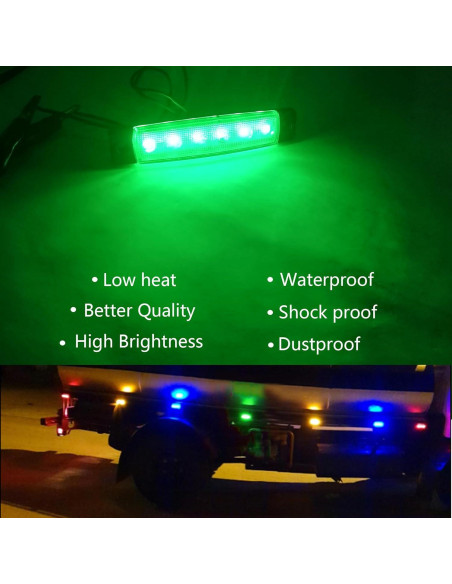 10 Luces de Tira LED Verde FZSSHYG para Vehículos 12V IP67