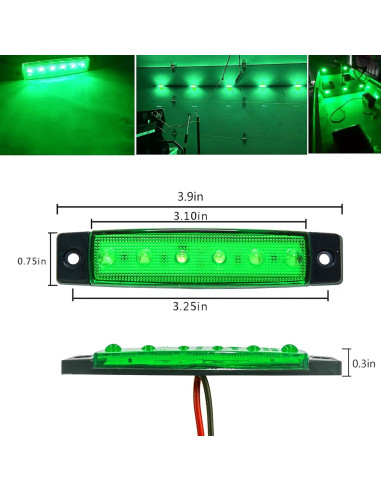 10 Luces de Tira LED Verde FZSSHYG para Vehículos 12V IP67