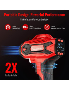 Compresor de Aire Portátil RUSHKYLIN 21V Inalámbrico 160PSI 2