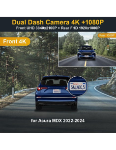 Cámara de Salpicadero Fitcamx 4K Frontal + 1080P Trasera para Acura MDX 2022-2024 2