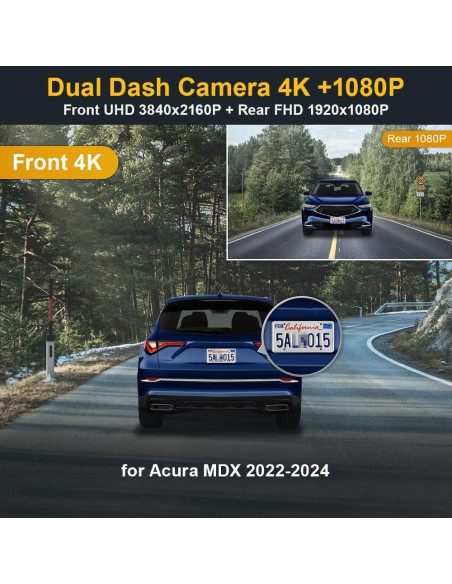 Cámara de Salpicadero Fitcamx 4K Frontal + 1080P Trasera para Acura MDX 2022-2024