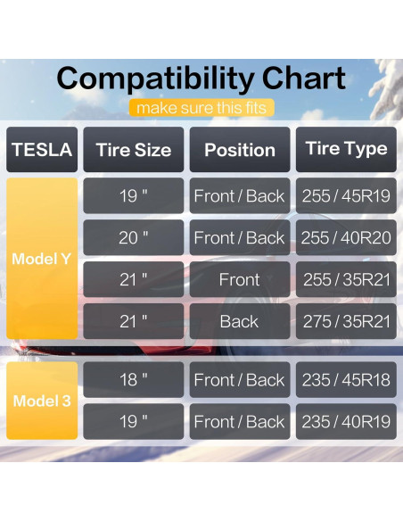 Cadenas de Nieve Alllake para Tesla Model Y - Juego de 2