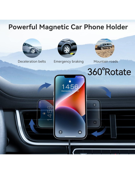 Soporte de Coche Inalámbrico MagSafe HOSEASON 15W para iPhone