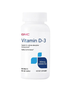 Suplemento de Vitamina D3 50mcg GNC - 180 Tabletas
