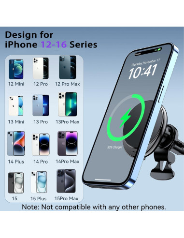 Soporte de Coche Inalámbrico MagSafe HOSEASON 15W para iPhone