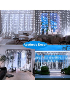 Luces de Cortina LED Echosari 300 Bombillas USB 3m x 3m Blanco Frío 2