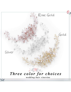 Tocado nupcial Unicra de flores y strass dorado 25 cm 2