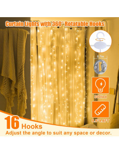 Luz de Cortina LED SINAMER 300L 2.99m x 2.99m Blanca Cálida 2