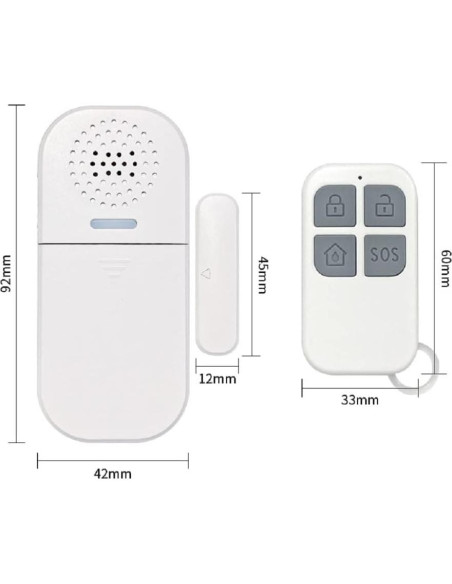 Alarma de Puerta Inalámbrica EverNary PA05 con Control Remoto