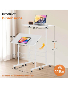 Escritorio Ajustable COMHOMA CO-DH005 Blanco 30.7-46.4" 2