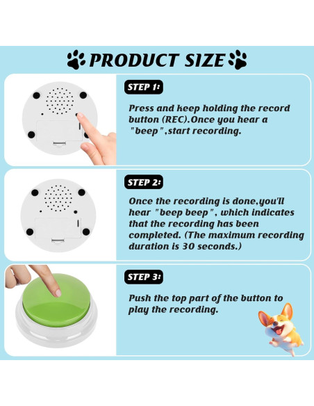 10 Botones de Grabación de Voz para Entrenamiento de Mascotas