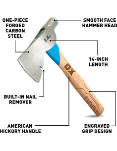 Hacha de Carbono OX Pro 36 cm con Mango de Hickory y Martillo 2