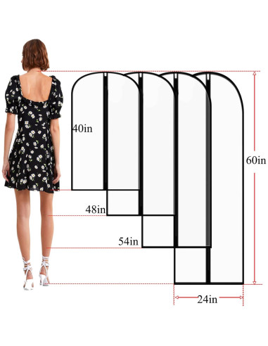 Bolsas de Vestido Largas Homeminda 61x152 cm Transparentes 6 Pzas