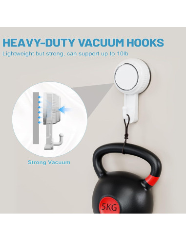 Ganchos de Ventosa Lvingmax Blancos para Baño y Cocina - 5 kg