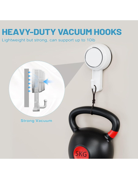 Ganchos de Ventosa Lvingmax Blancos para Baño y Cocina - 5 kg