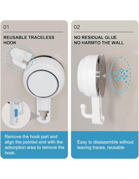 Ganchos de Ventosa Lvingmax Blancos para Baño y Cocina - 5 kg