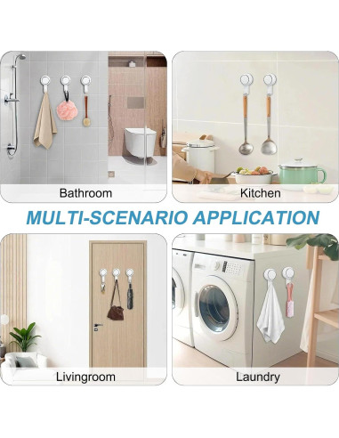 Ganchos de Ventosa Lvingmax Blancos para Baño y Cocina - 5 kg