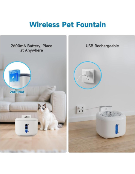 Fuente de Agua Inoxidable Pawinner 1.8L para Gatos Silenciosa