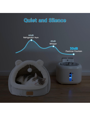 Fuente de Agua Inoxidable Pawinner 1.8L para Gatos Silenciosa