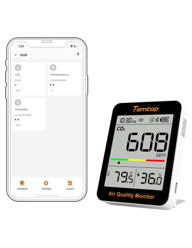 Temtop Monitor de CO2 Portátil con Pantalla LCD y App BLE
