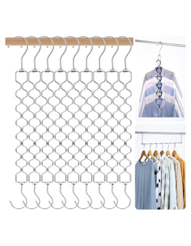 Paquete de 10 Perchas Plegables Meyeyaia Plateadas 49 cm