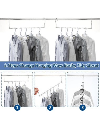 Paquete de 10 Perchas Plegables Meyeyaia Plateadas 49 cm