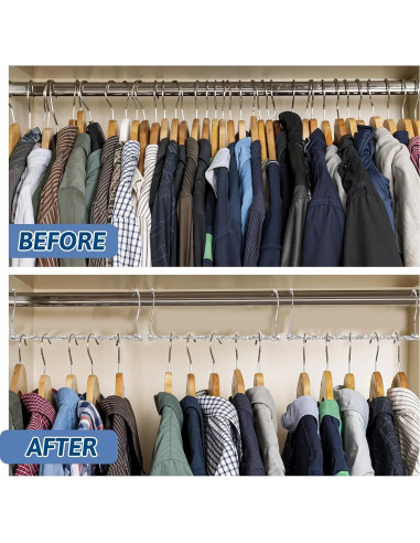 Paquete de 10 Perchas Plegables Meyeyaia Plateadas 49 cm