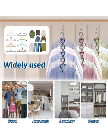 Paquete de 10 Perchas Plegables Meyeyaia Plateadas 49 cm