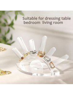 Soporte de Anillos Acrílico Transparente HAYLILUYOO 6 Varillas 2