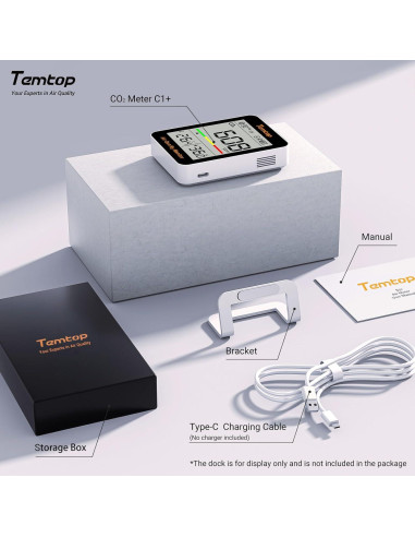 Temtop Monitor de CO2 Portátil con Pantalla LCD y App BLE