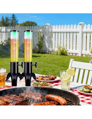 Dispensador de Torre de Bebidas FLFNB 1.5L con Tubo de Hielo - 2 Pack