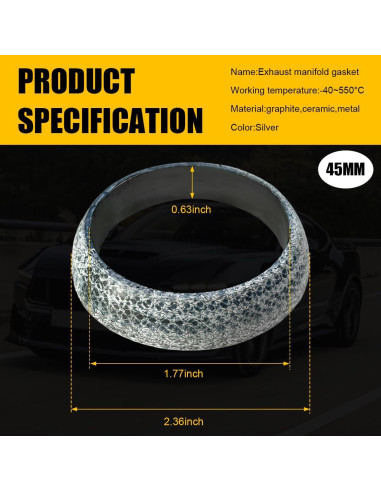 Junta de Escape ZNDAW 45 mm Grafito Resistente a Fugas