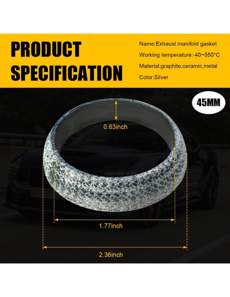 Junta de Escape ZNDAW 45 mm Grafito Resistente a Fugas