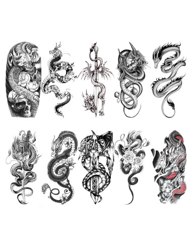 Tatuajes Temporales Dragón Briyhose 10 Hojas 21x11.4cm