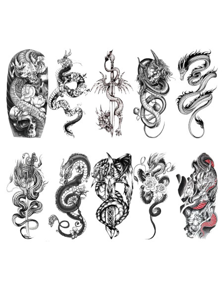 Tatuajes Temporales Dragón Briyhose 10 Hojas 21x11.4cm