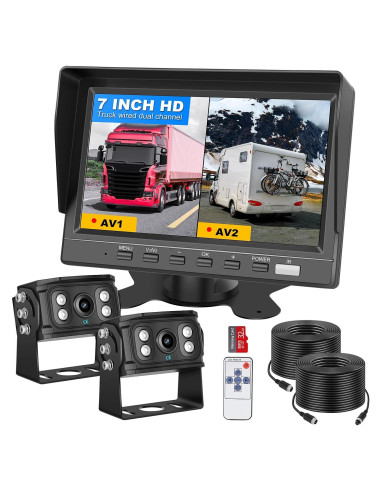 Cámara de Respaldo Dual SZHSTECS 4K Pantalla 7" HD IP68