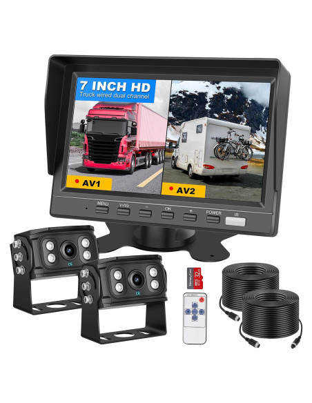 Cámara de Respaldo Dual SZHSTECS 4K Pantalla 7" HD IP68