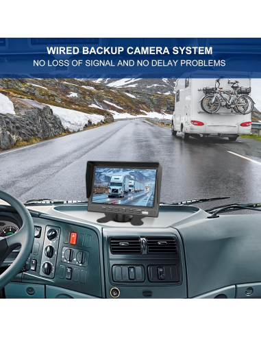 Cámara de Respaldo Dual SZHSTECS 4K Pantalla 7" HD IP68