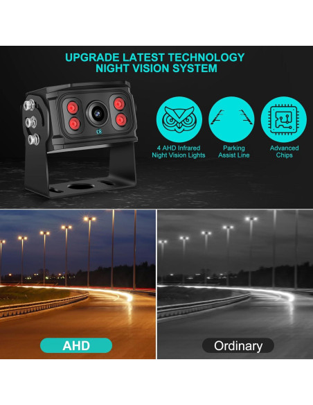 Cámara de Respaldo Dual SZHSTECS 4K Pantalla 7" HD IP68