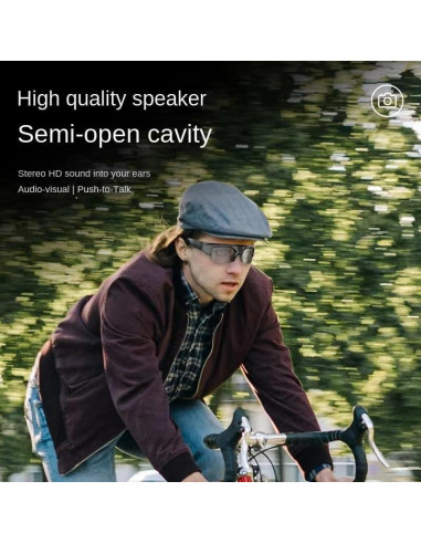 Gafas Inteligentes HZZH con Cámara HD y Bluetooth, Negro