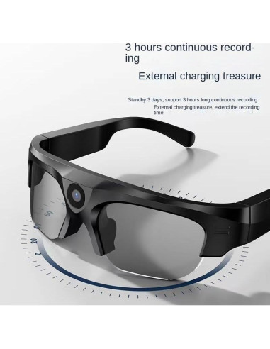 Gafas Inteligentes HZZH con Cámara HD y Bluetooth, Negro