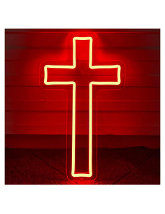 Luz de Neón Cruz de Jesús LED Roja 40.6x22.9 cm SHIDASIGN