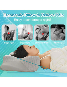 Almohada Cervical Ergonómica XWZO 61x37.8cm Gris 2