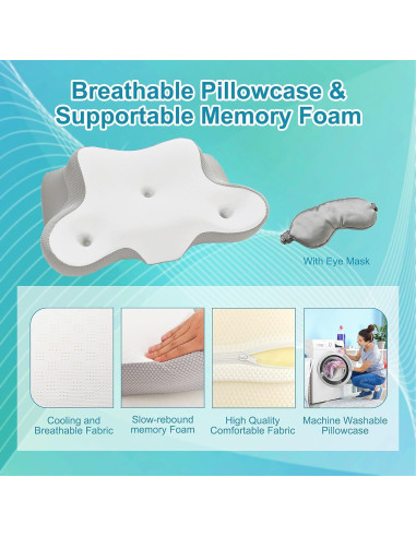 Almohada Cervical Ergonómica XWZO 61x37.8cm Gris