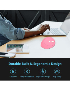 Mouse Inalámbrico Ergonómico Super Space Rosa 1600 DPI 2