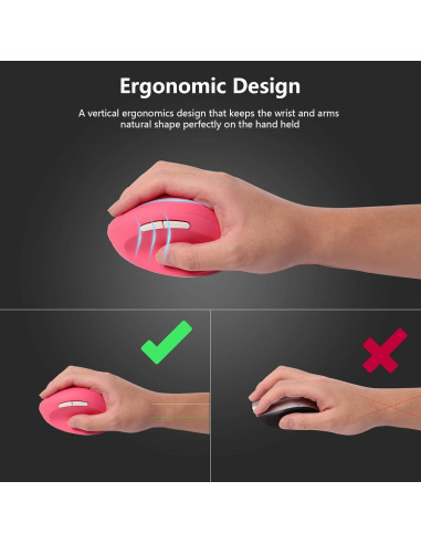 Mouse Inalámbrico Ergonómico Super Space Rosa 1600 DPI