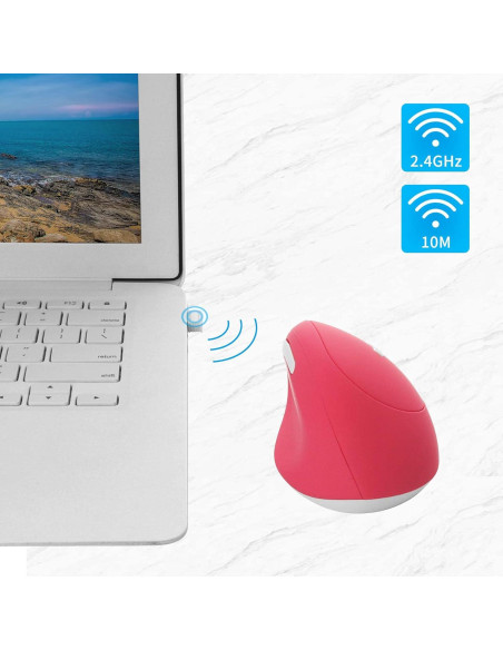 Mouse Inalámbrico Ergonómico Super Space Rosa 1600 DPI