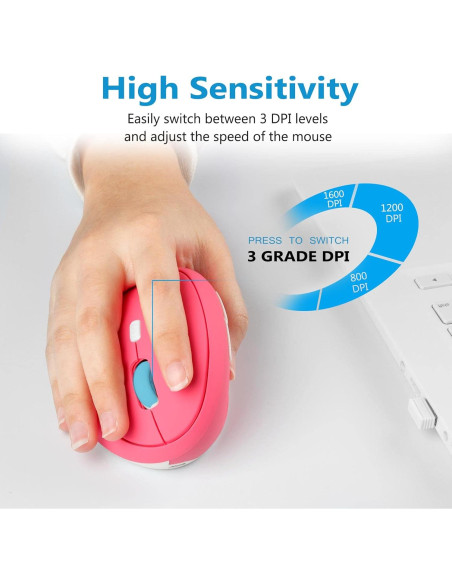 Mouse Inalámbrico Ergonómico Super Space Rosa 1600 DPI